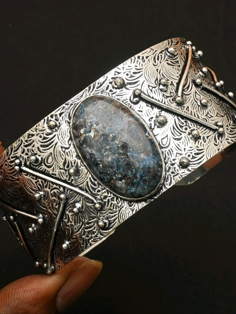 New Azurite 925 Silver Cuff Bracelet.
